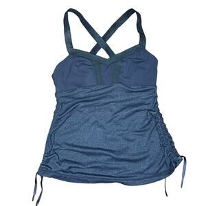 Lululemon Scrunch Ruched Cinched Tie Sports Bra Tank Top Size 4 Grey Two-Toned